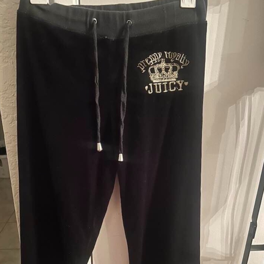 Y2K! Vintage Early 2000s Juicy Couture Track Black Gray Basic Size Medium Velour